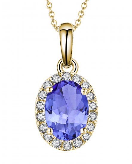 OVAL COLORED STONE DIAMOND PENDANT (VP406)